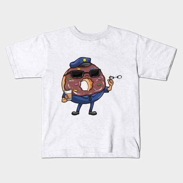 Police officer with sunglasses and handcuffs Kids T-Shirt by Markus Schnabel